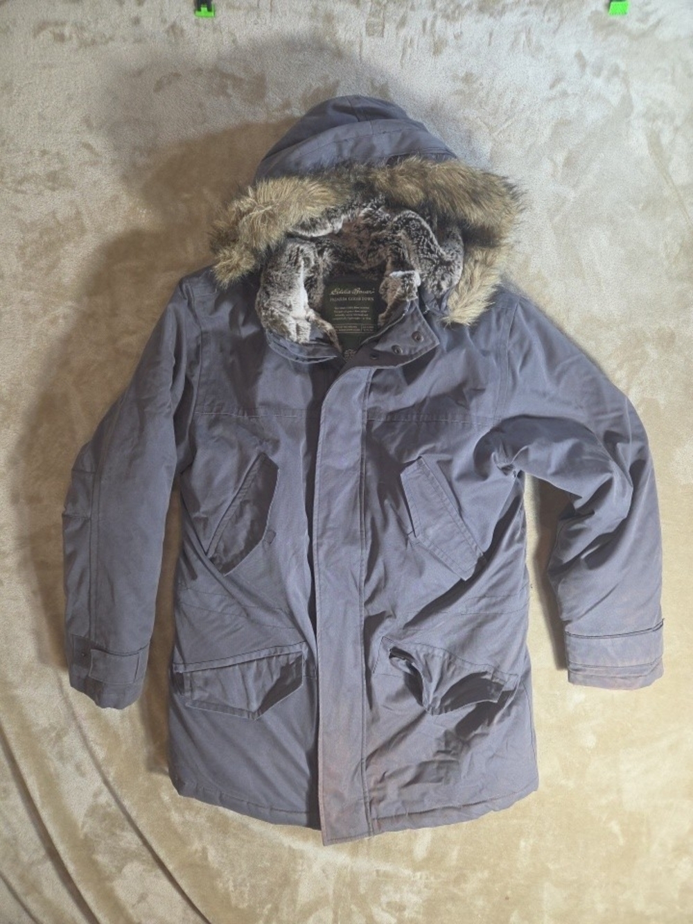 Eddie Bauer Women's Gray Faux-Fur Trim Hooded Ski Parka
